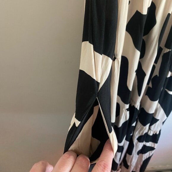 Abel The Label Black and Cream Tiered Midi Dress - Picture 2 of 6